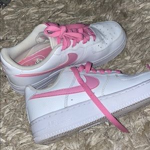 Pink and White Nike Air Force Ones